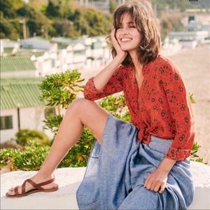 Sezane Pierro Silk Shirt Terracotta